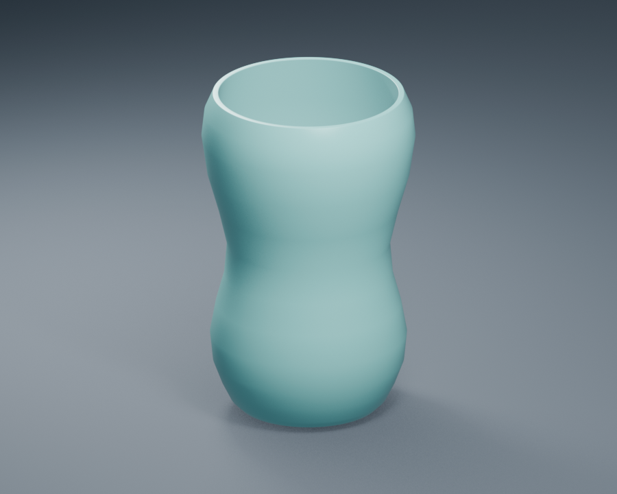 Render del jarrón Escultura Arc en tono turquesa